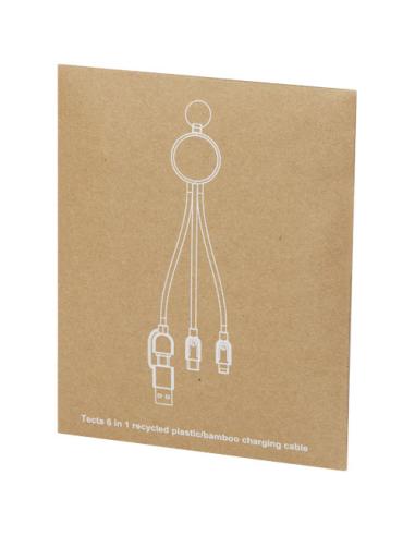 Cable de carga 6 en 1 de plástico reciclado/bambú con llavero N09523421