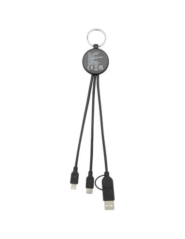 Cable de carga 6 en 1 de plástico reciclado/bambú con llavero N09523421