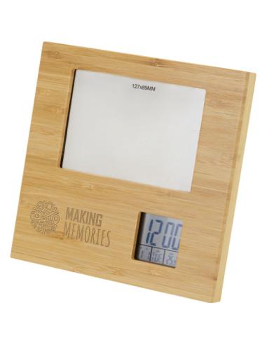 Marco de fotos de bambú con termómetro N60065401
