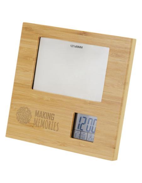 Marco de fotos de bambú con termómetro N60065401