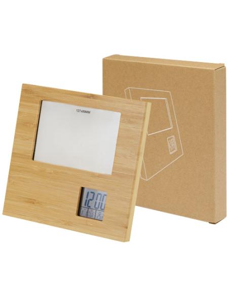 Marco de fotos de bambú con termómetro N60065401