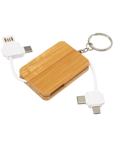Llavero de bambú con cable de carga retráctil 6 en 1 N60923421