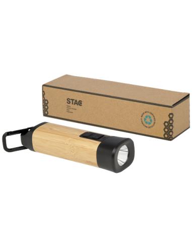 Linterna de plástico reciclado con mosquetón de bambú/RCS N60075401