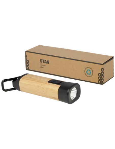 Linterna de plástico reciclado con mosquetón de bambú/RCS N60075401