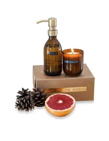 Dispensador de jabón de manos de 200 ml y juego de velas perfumadas de 150 g con fragancia de bambú N11803621