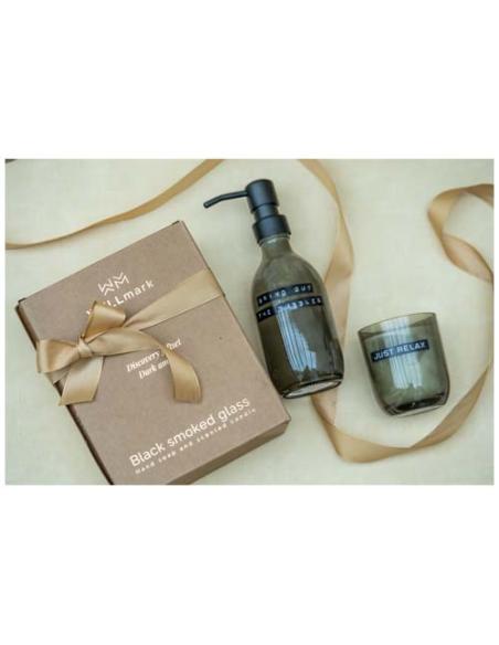 Dispensador de jabón de manos de 200 ml y juego de velas aromáticas de 150 g con fragancia de ámbar oscuro N46113621
