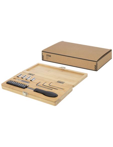 Set de herramientas de bambú/plástico reciclado de 19 piezas N60875401