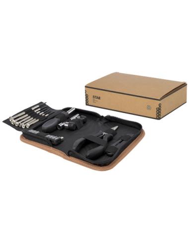 Set de herramientas de plástico reciclado con certificación RCS de 24 piezas con funda de corcho N60975401