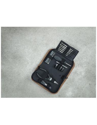 Set de herramientas de plástico reciclado con certificación RCS de 24 piezas con funda de corcho N60975401