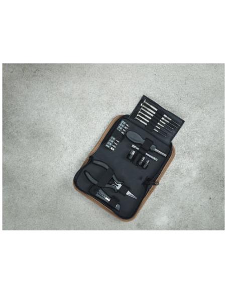 Set de herramientas de plástico reciclado con certificación RCS de 24 piezas con funda de corcho N60975401