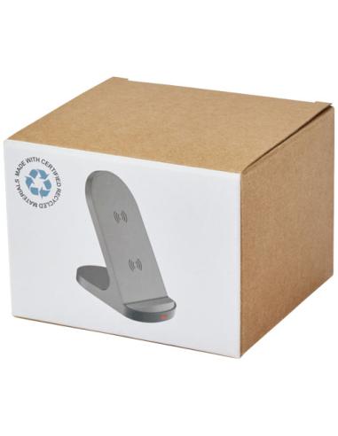 Base de carga inalámbrica con doble bobina de 15W en plástico reciclado con certificación RCS N09043421