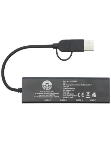 Hub USB 2.0 de aluminio reciclado con certificación RCS N09443421