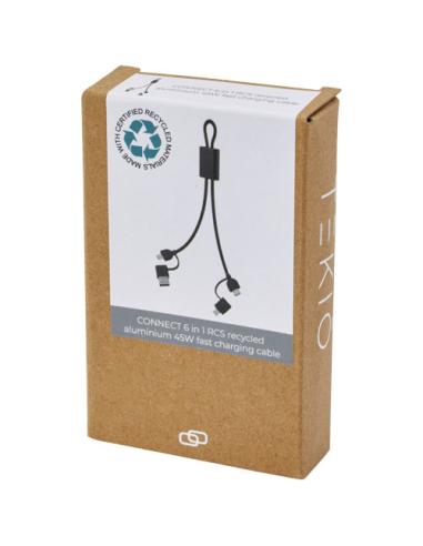 Cable de carga rápida y transmisión de datos 6 en 1 de 45 W en aluminio reciclado con certificación RCS N09543421