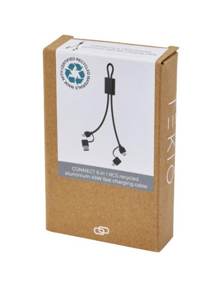 Cable de carga rápida y transmisión de datos 6 en 1 de 45 W en aluminio reciclado con certificación RCS N09543421