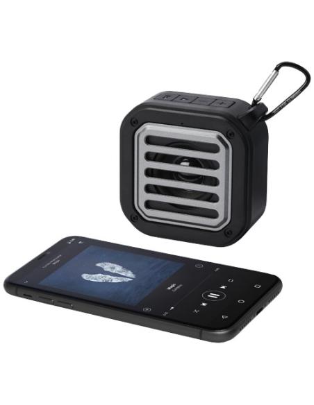 Altavoz solar Bluetooth IPX5 de 3W con mosquetón en plástico reciclado con certificación RCS N09743421