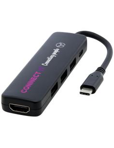 USB 2.0-3.0 con adaptador multimedia de plástico reciclado con puerto HDMI y certificación RCS N09863421 2