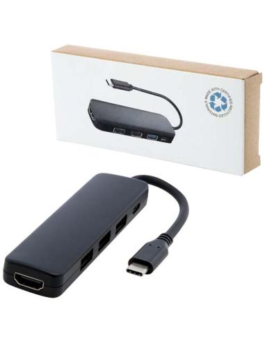 USB 2.0-3.0 con adaptador multimedia de plástico reciclado con puerto HDMI y certificación RCS N09863421