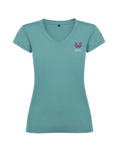 Camiseta de cuello de pico de manga corta para mujer N1M16466R