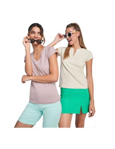 Camiseta de cuello de pico de manga corta para mujer N1Z16466R