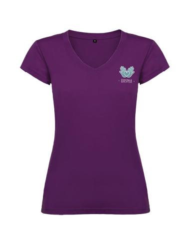 Camiseta de cuello de pico de manga corta para mujer N1H46466R