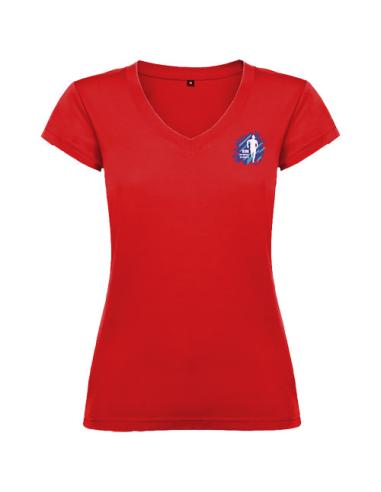 Camiseta de cuello de pico de manga corta para mujer N1I46466R