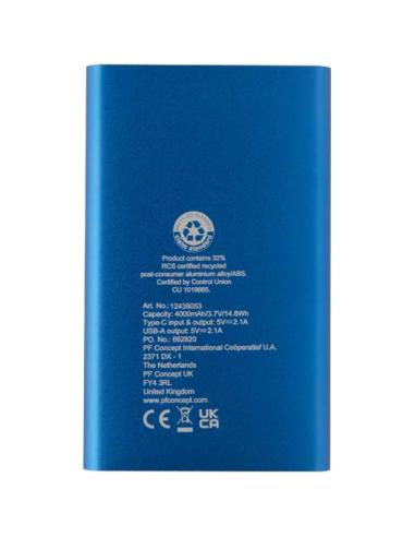 Batería externa tipo C de aluminio reciclado de 4000 mAh N35083421