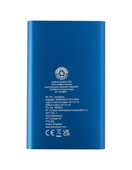 Batería externa tipo C de aluminio reciclado de 4000 mAh N35083421