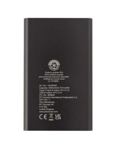 Batería externa tipo C de aluminio reciclado de 4000 mAh N28083421