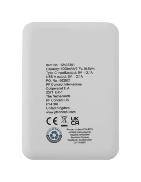 Batería externa tipo C de plástico reciclado de 5000 mAh N10383421