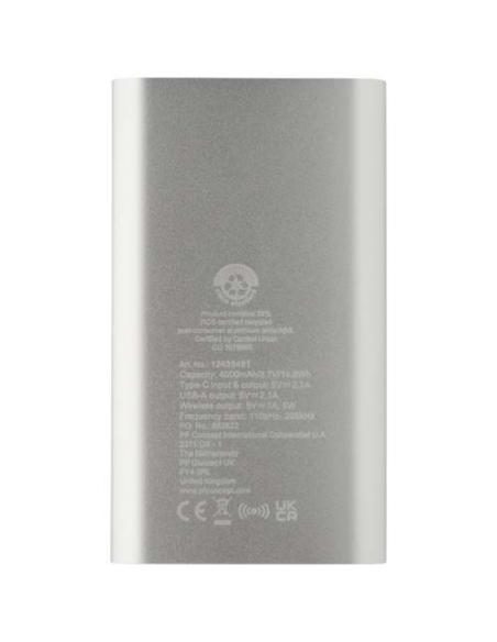 Batería externa inalámbrica tipo C de aluminio reciclado de 4000 mAh N18483421