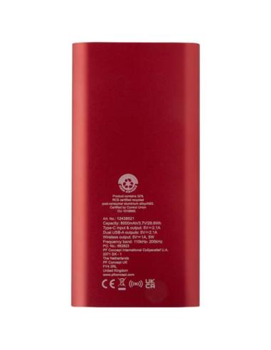 Batería externa inalámbrica tipo C de aluminio reciclado de 8000 mAh N12583421