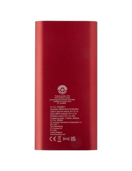 Batería externa inalámbrica tipo C de aluminio reciclado de 8000 mAh N12583421