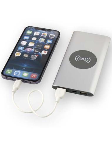 Batería externa inalámbrica tipo C de aluminio reciclado de 8000 mAh N18583421