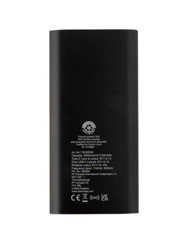 Batería externa inalámbrica tipo C de aluminio reciclado de 8000 mAh N09583421