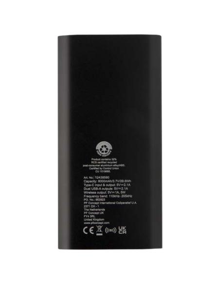 Batería externa inalámbrica tipo C de aluminio reciclado de 8000 mAh N09583421