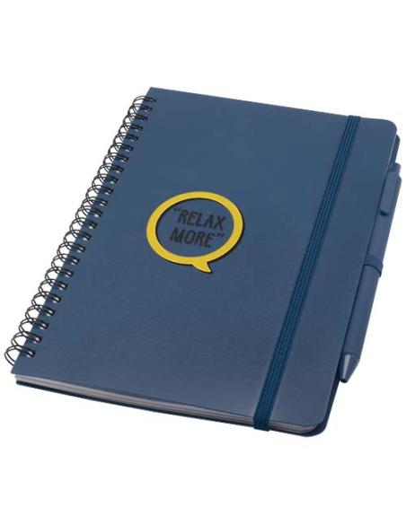 Libreta de tapa dura A5 de plástico procedente del océano con bolígrafo (tinta negra) N15109701