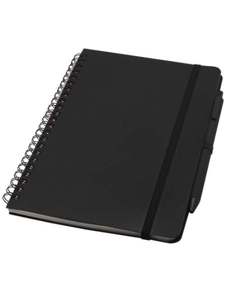 Libreta de tapa dura A5 de plástico procedente del océano con bolígrafo (tinta negra) N09109701
