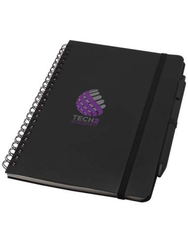Libreta de tapa dura A5 de plástico procedente del océano con bolígrafo (tinta negra) N09109701