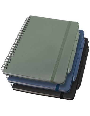 Libreta de tapa dura A5 de plástico procedente del océano con bolígrafo (tinta negra) N09109701