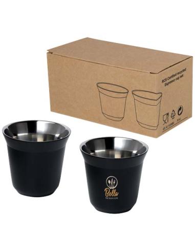 Juego de tazas para espresso de acero inoxidable de 80 ml con certificado RCS N09408001