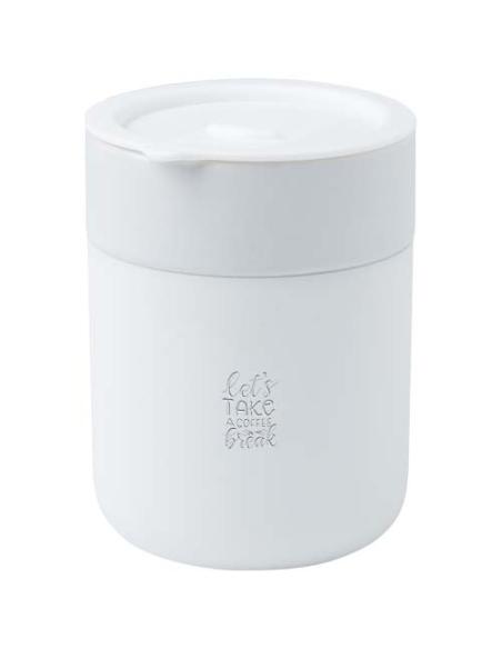 Vaso de cerámica de 330 ml con agarradero de silicona y tapa de plástico N10808001