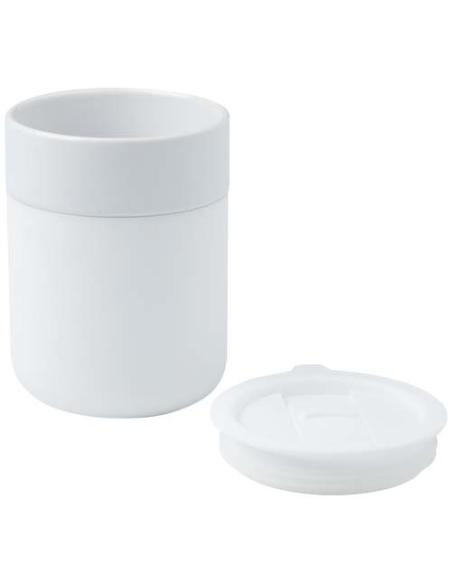 Vaso de cerámica de 330 ml con agarradero de silicona y tapa de plástico N10808001