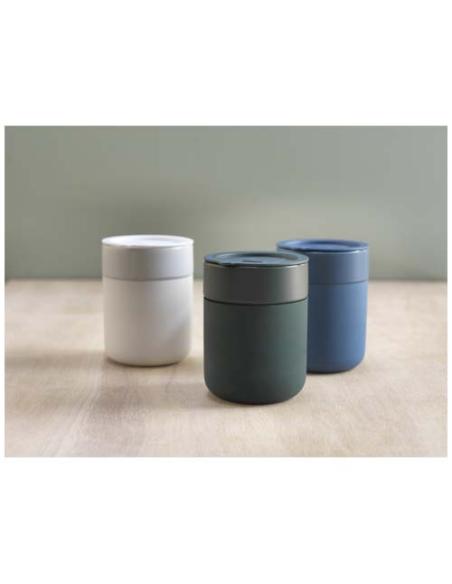 Vaso de cerámica de 330 ml con agarradero de silicona y tapa de plástico N10808001