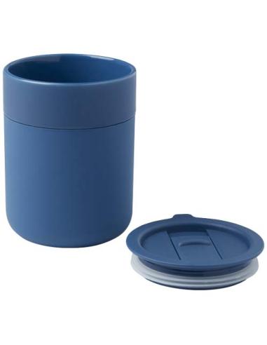 Vaso de cerámica de 330 ml con agarradero de silicona y tapa de plástico N25808001