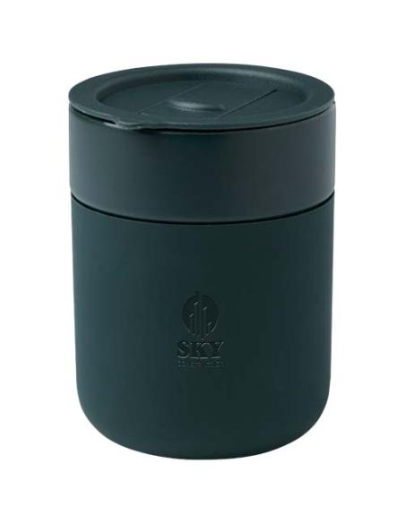 Vaso de cerámica de 330 ml con agarradero de silicona y tapa de plástico N16808001