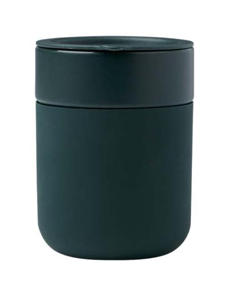 Vaso de cerámica de 330 ml con agarradero de silicona y tapa de plástico N16808001