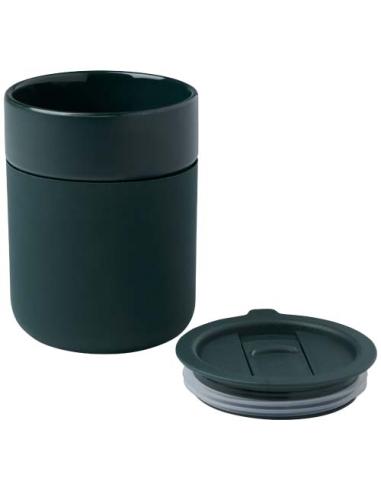 Vaso de cerámica de 330 ml con agarradero de silicona y tapa de plástico N16808001