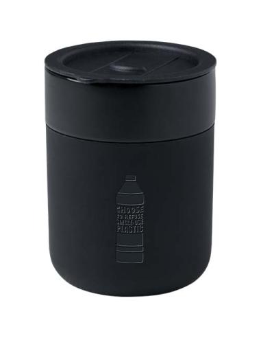 Vaso de cerámica de 330 ml con agarradero de silicona y tapa de plástico N09808001