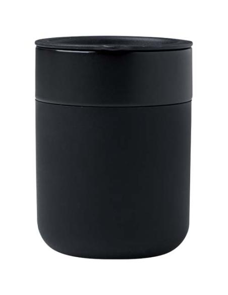Vaso de cerámica de 330 ml con agarradero de silicona y tapa de plástico N09808001