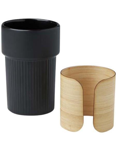 Vaso de 340 ml con funda de bambú N09908001